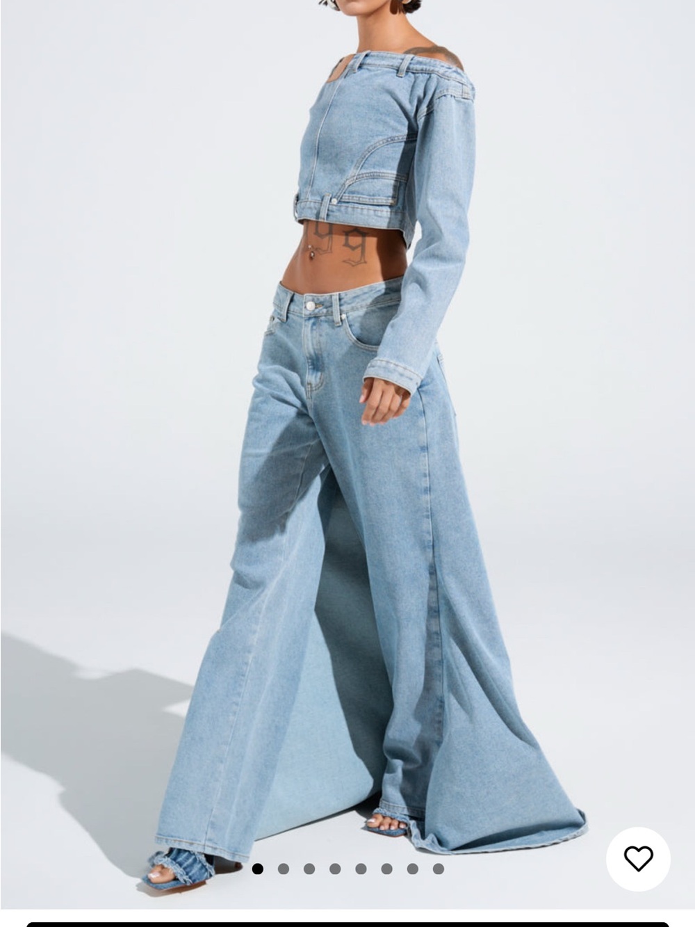 AKIRA Light Blue High-Waist Wide Leg Denim Set